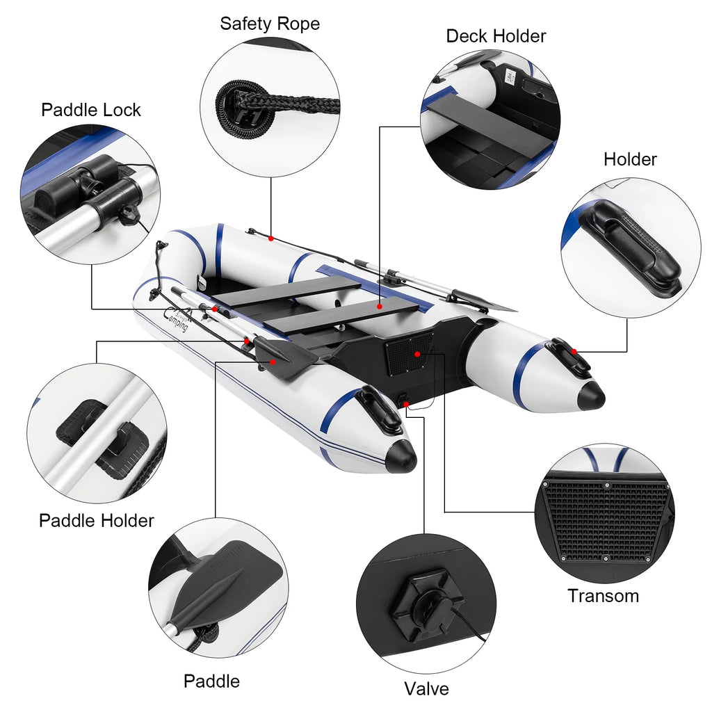 10ft Inflatable Boat, 600lb Max Weight, Gray/White C943539