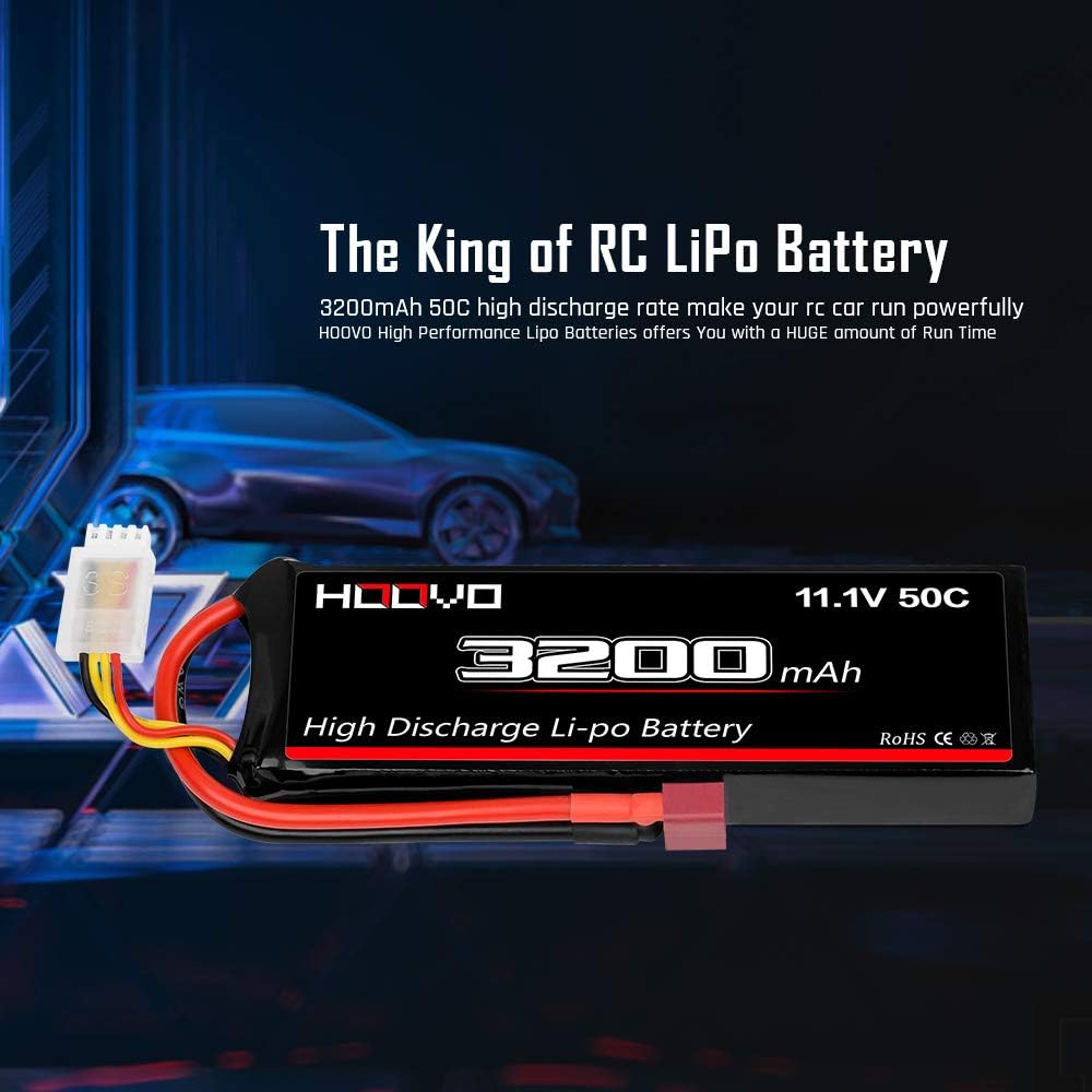 2 Packs 11.1V 3200mAh 50C RC Lipo Battery with Deans T Connector K241