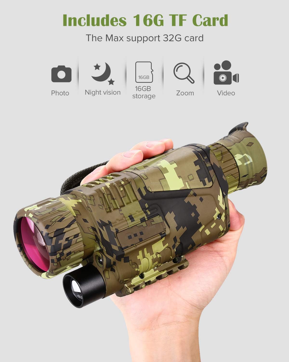 32GB Night Vision Monocular with 32GB Card and 14500 Battery Q56465