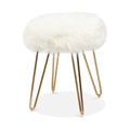 White Faux Fur Accent Stool O640154