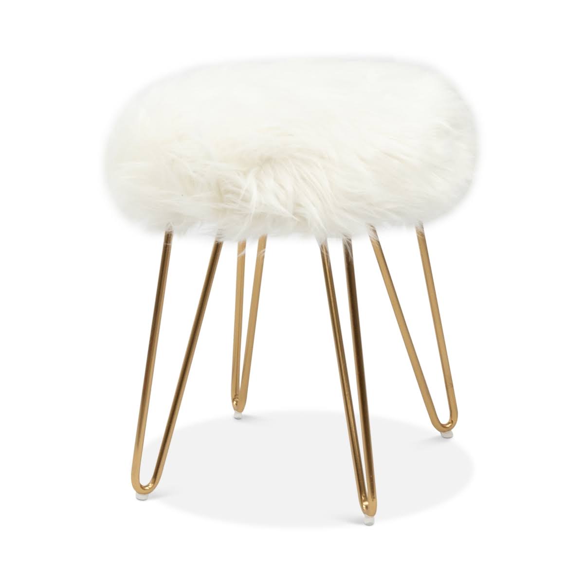 White Faux Fur Accent Stool O640154