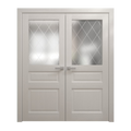 Solid French Double Doors 36 x 80 inches Painted White Oak Wood Interior S364412