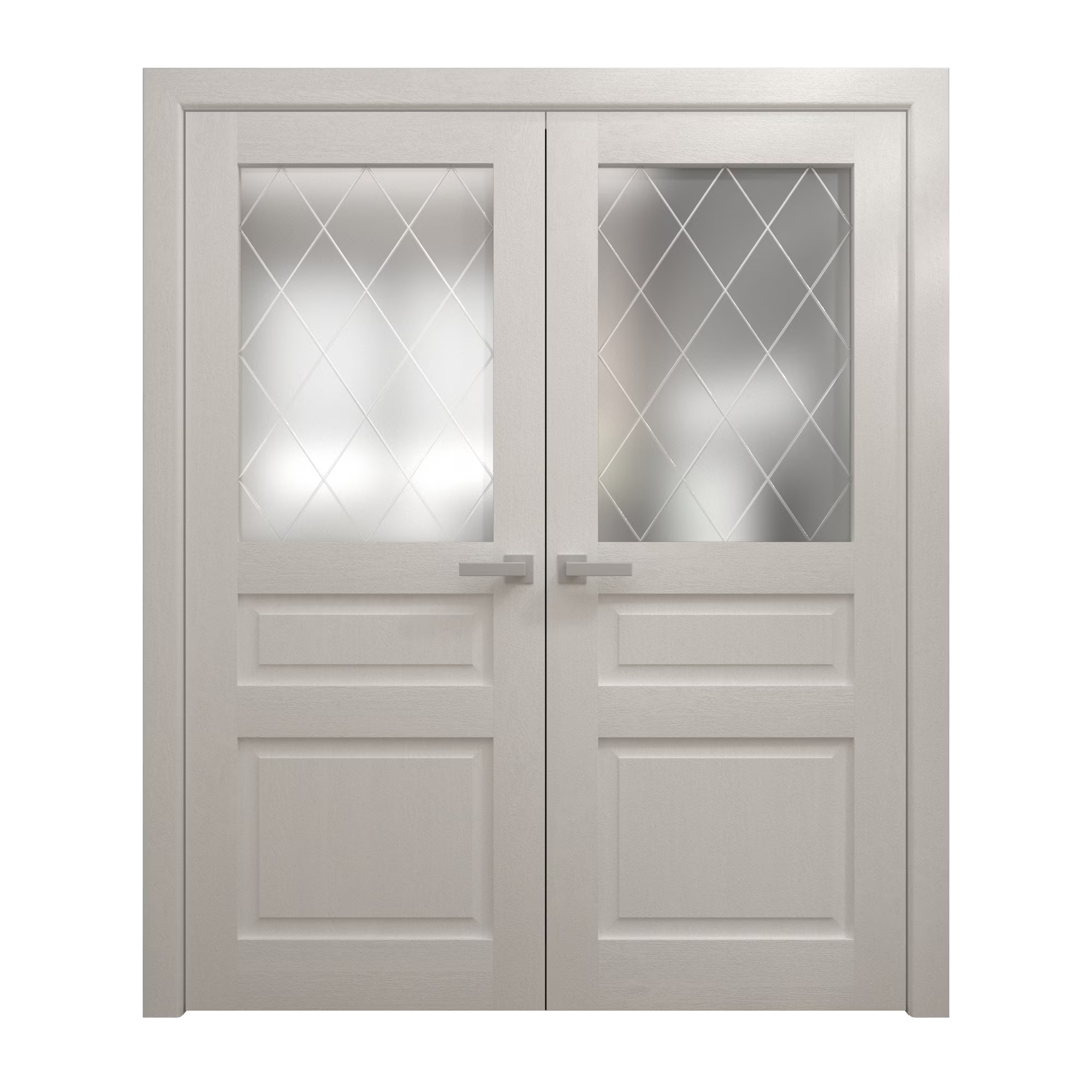 Solid French Double Doors 36 x 80 inches Painted White Oak Wood Interior S364412