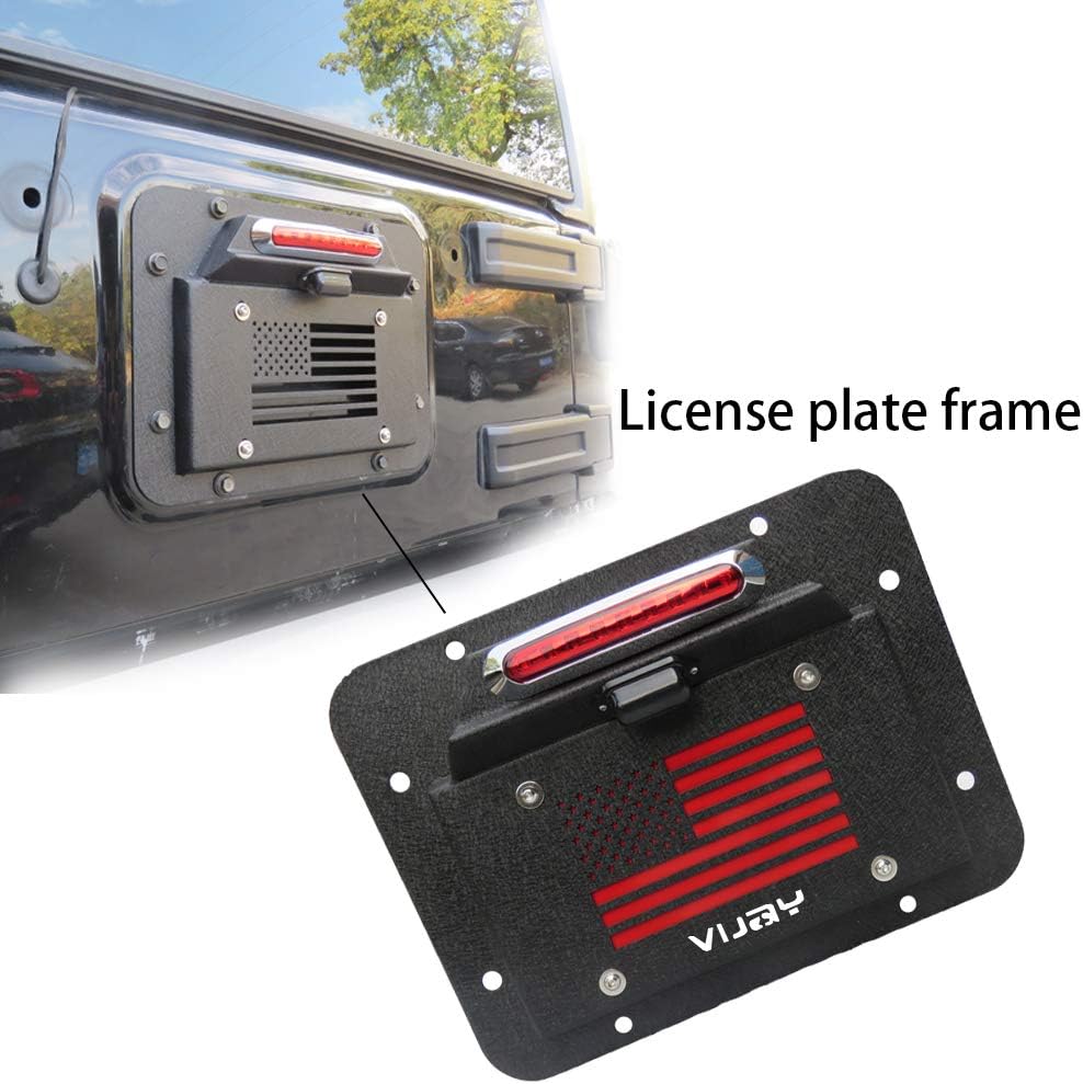Spare Tire Delete License Plate Relocation Kit with Third Brake Light for Wrangler JK JKU C313