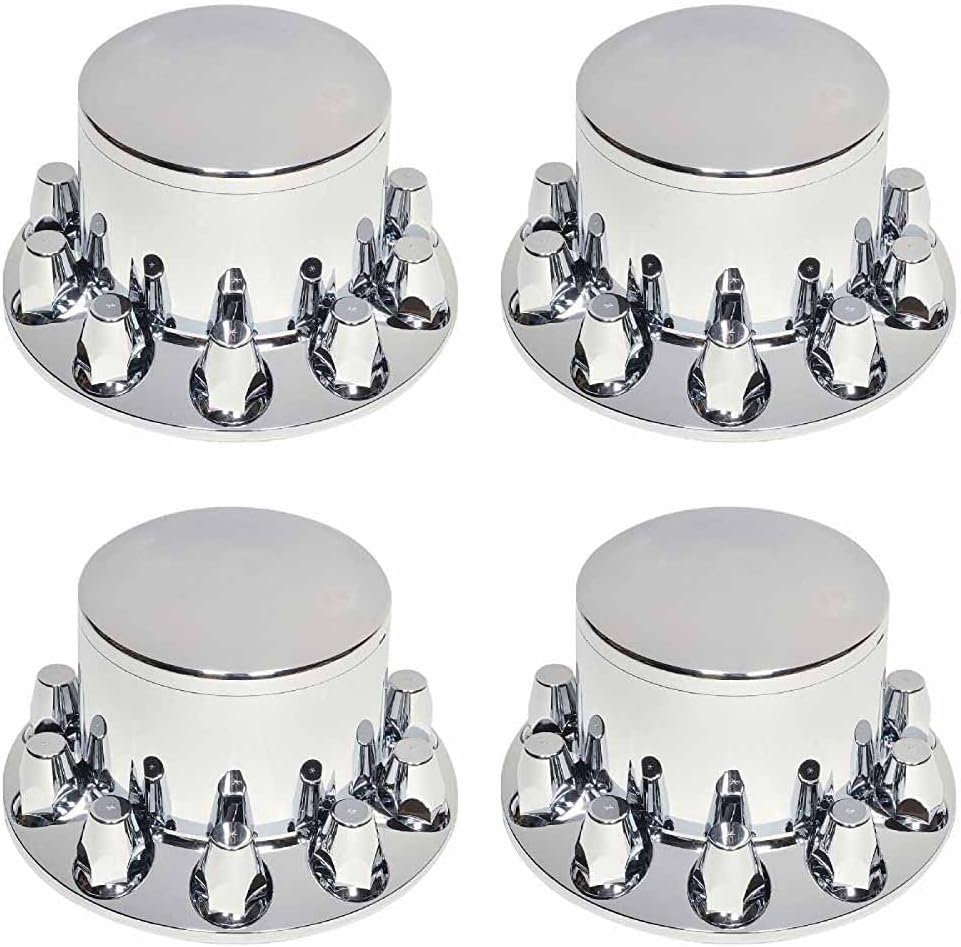 4 Pack Chrome Plated ABS Plastic Wheel Cover Lug Nut Cover for Semi Truck C3744