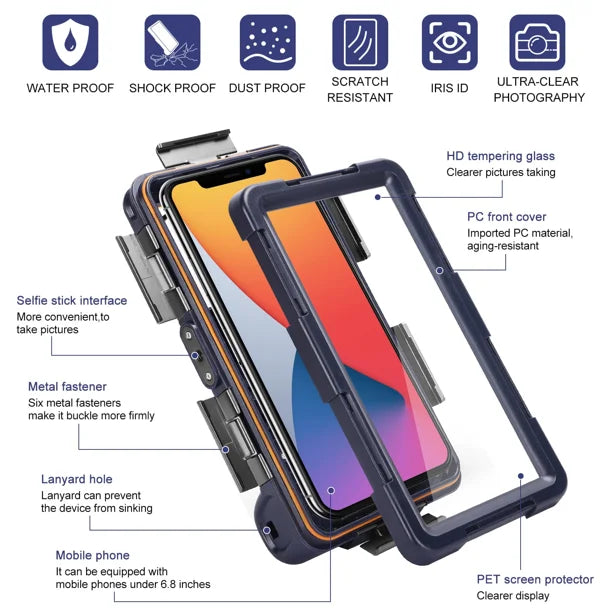 Waterproof Protective Case for Phones Up to 6.9 Inch with Lanyard A789