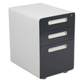 White and Charcoal 3-Drawer Mobile Locking Filing Cabinet C1284