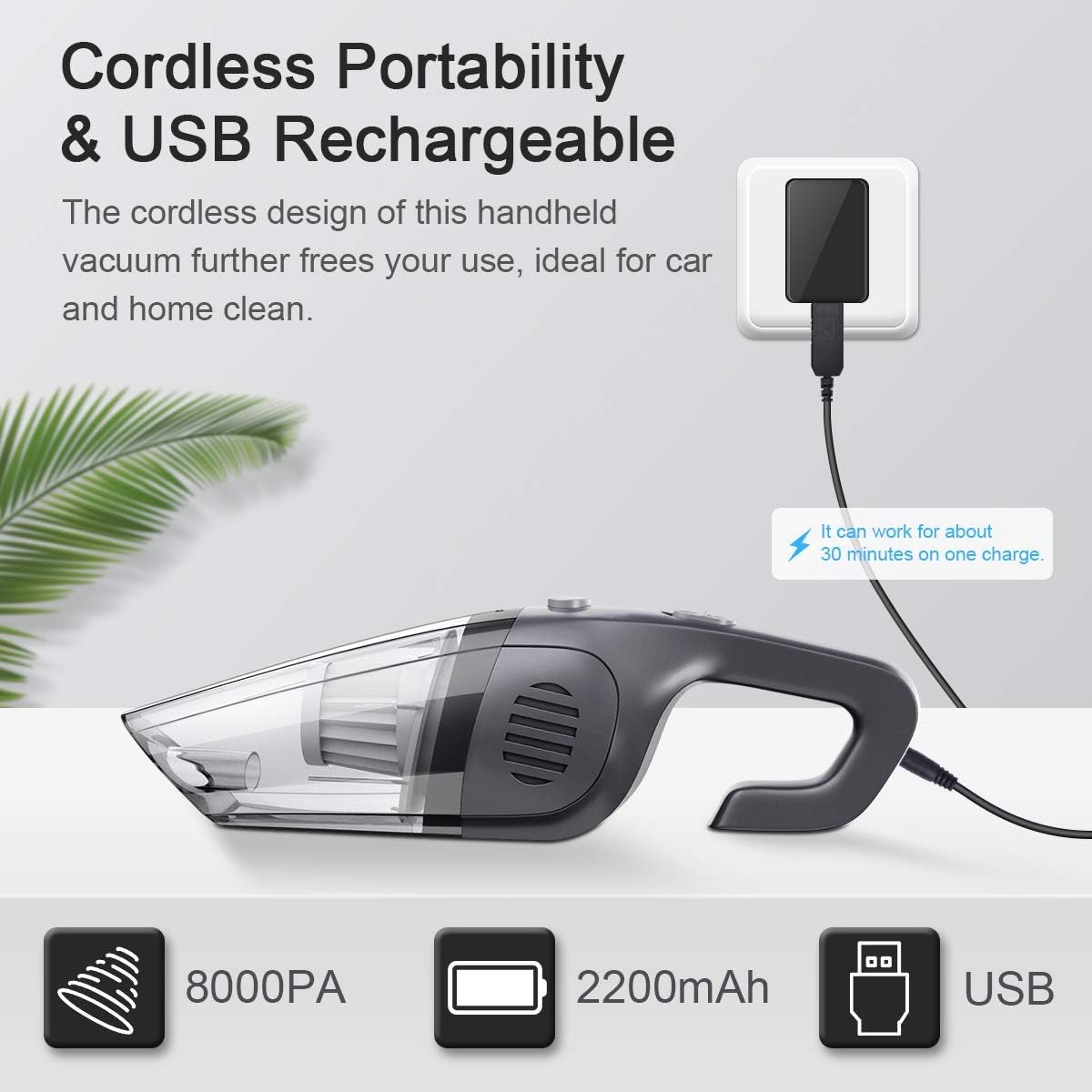 Handheld Vacuum Cordless Wet/Dry 8KPA Suction Pack of 2 C815525