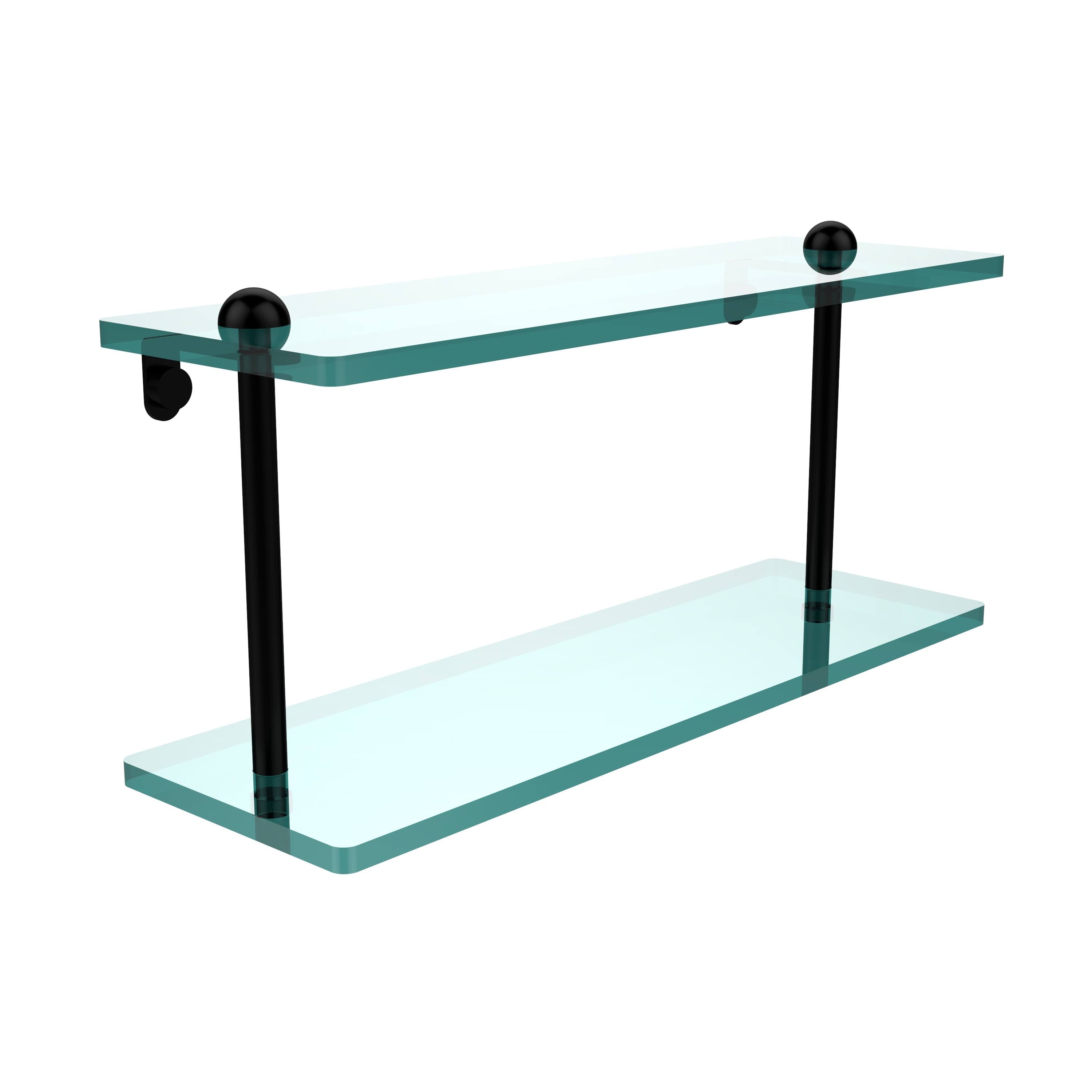 Matte Black Two Tiered Glass Shelf W751548