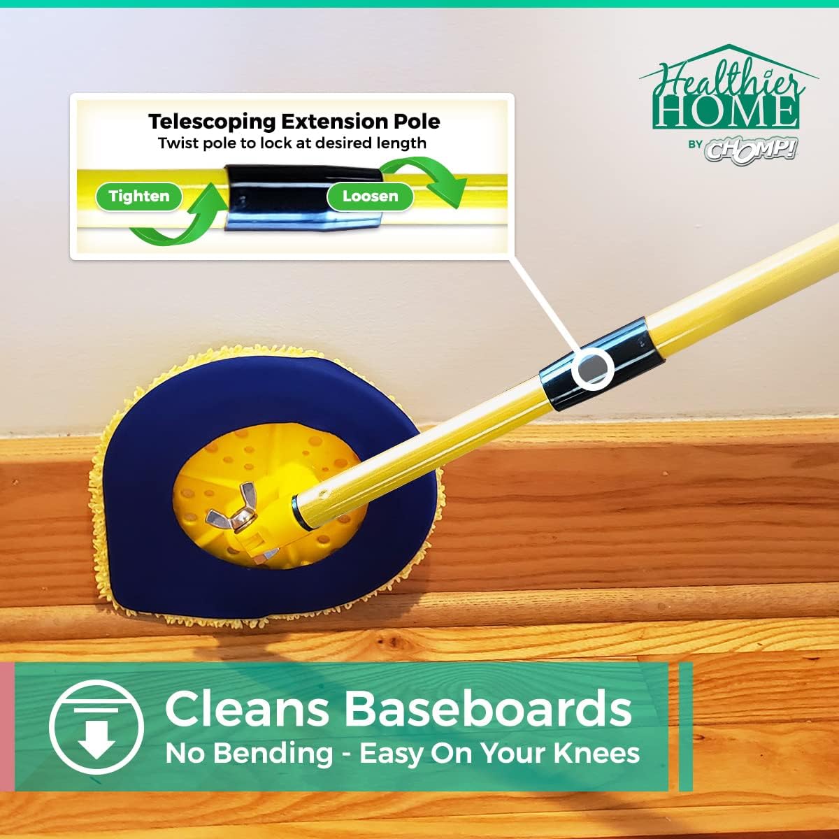 Long Handle Extendable Wall Washer Mop with Washable Microfiber Pad Pack of 2 U88477