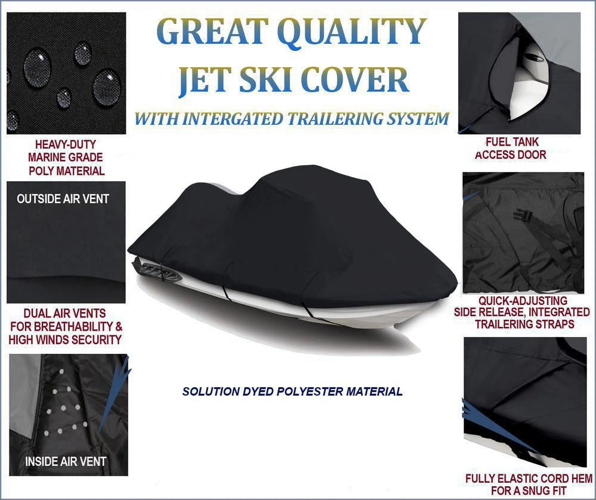 Black Jet Ski Cover for Yamaha VX 110 Deluxe / Sport 2005 2006 N97221