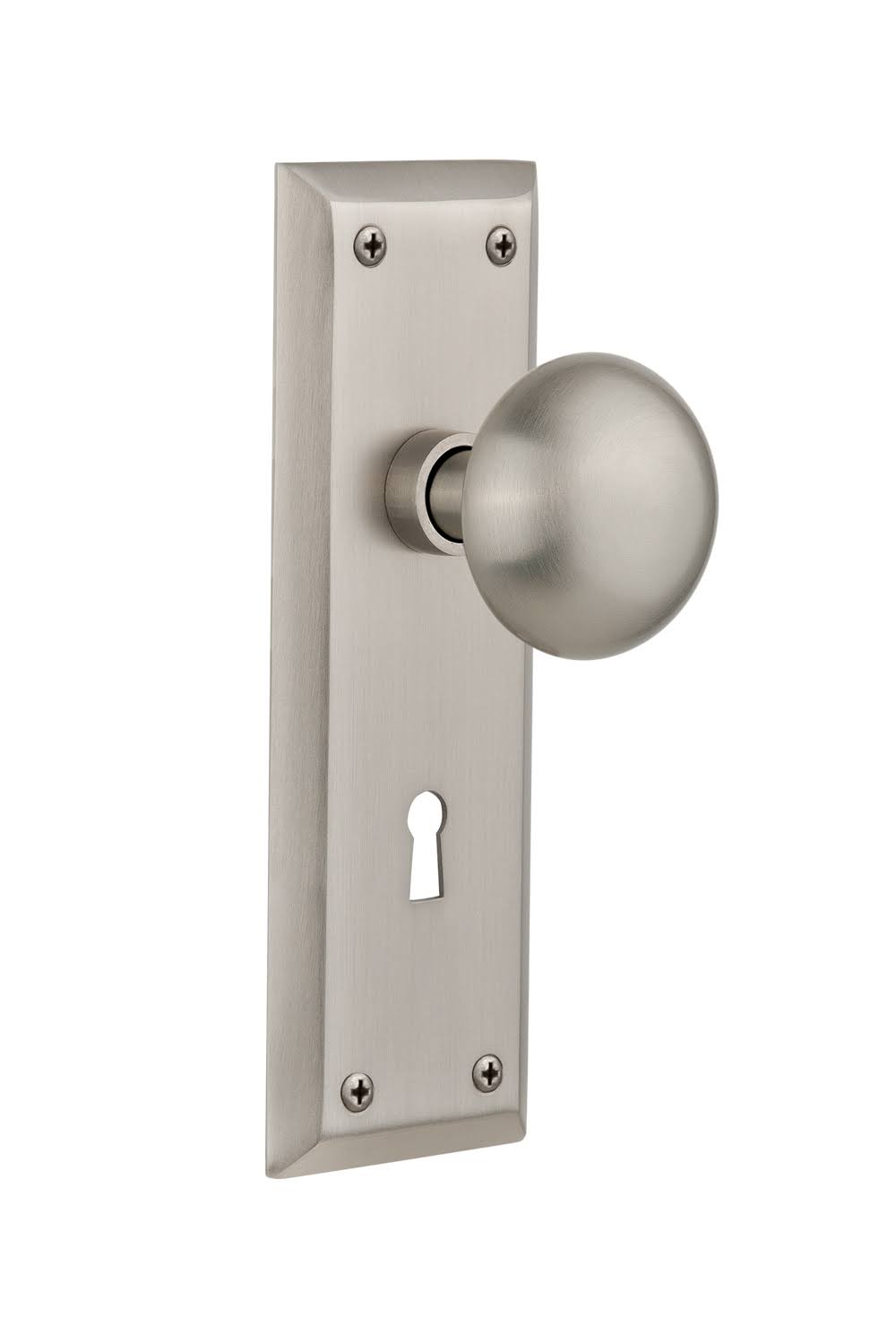 Satin Nickel Door Knob with Plate Q47048