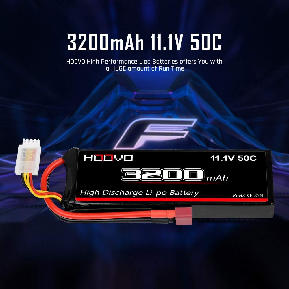 2 Packs 11.1V 3200mAh 50C RC Lipo Battery with Deans T Connector K241