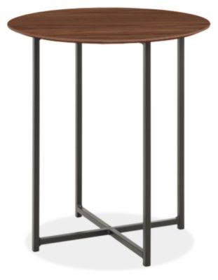 Round End Table 22 Diameter 22H Recycled Natural Steel Walnut Top Natural Steel Base X64324