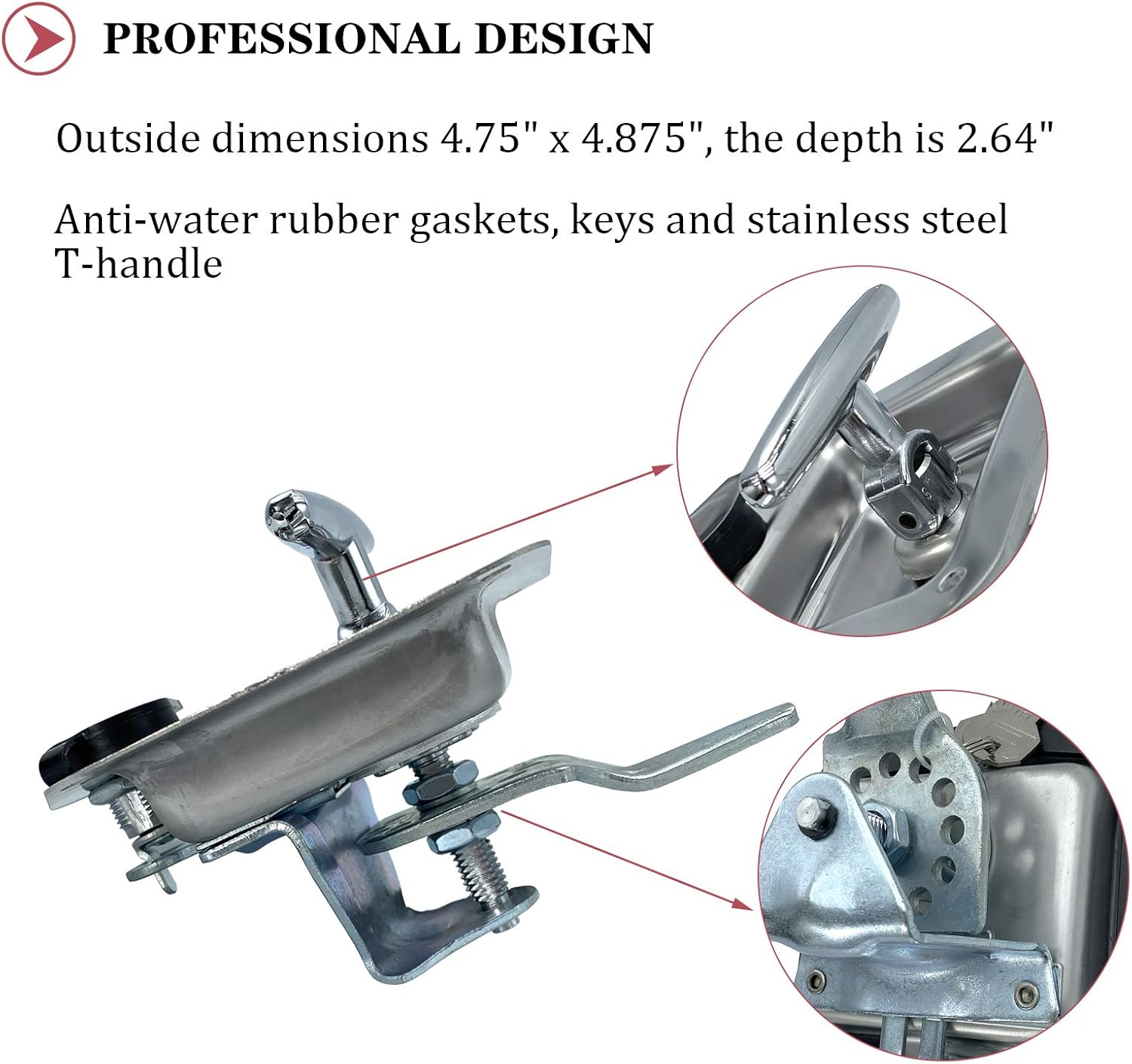 2 Pcs Stainless Steel Tool Box Latch T Handle Latches with Lock W678392
