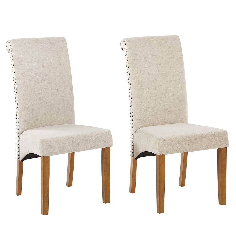 Fabric Padded Side Chair with Solid Wood Legs Set of 2 D5497