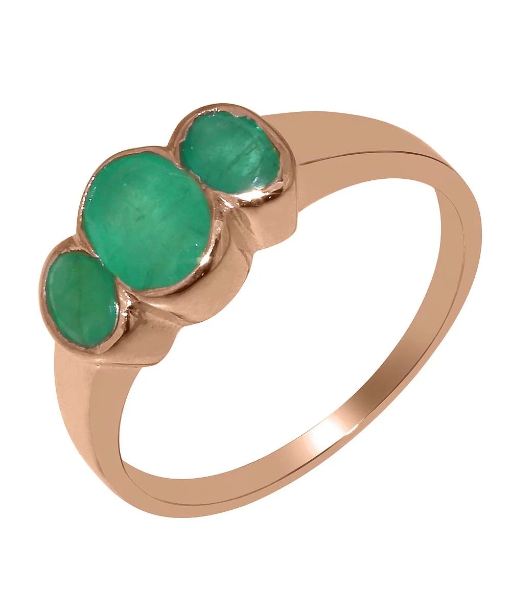 10k Rose Gold Natural Emerald Womens Ring H880600