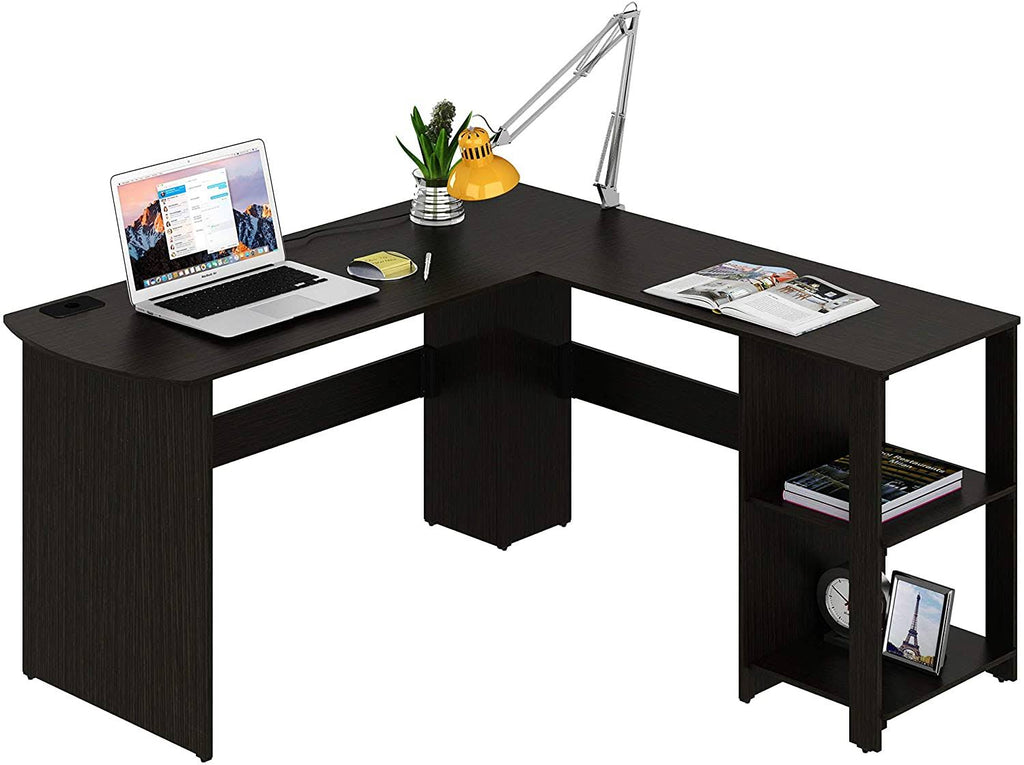 Walnut L-Shaped Wood Corner Desk S555
