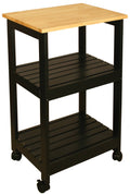 Utility Kitchen Cart Black Base Natural Top T420544