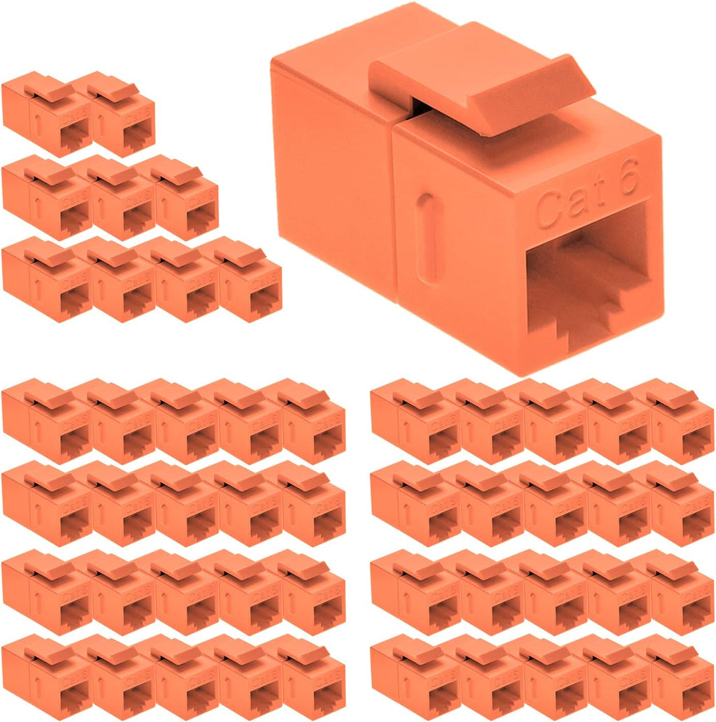 Cat.6 RJ45 Inline Coupler Female-Female 50-Pack Orange E9411