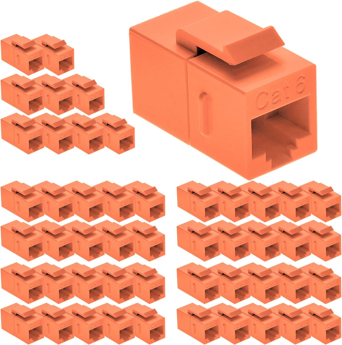 Cat.6 RJ45 Inline Coupler Female-Female 50-Pack Orange E9411