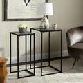 Light Oak and Black Wood Stacking End Table Pack of 2 J143692