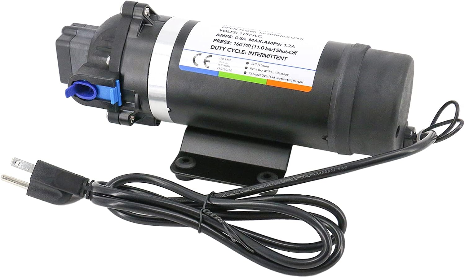 AC 110V Self Priming Water Pressure Pump, 160 PSI, Diaphragm Pump G7168
