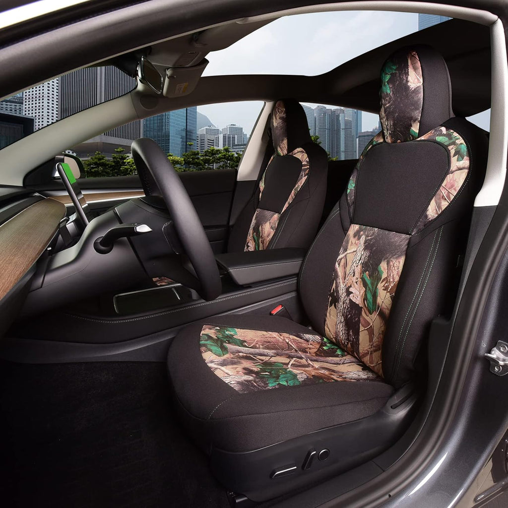 Red and Black Fabric Car Seat Cover Set for Tesla Model 3/Y V966