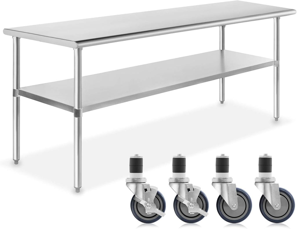 NSF Stainless Steel Commercial Kitchen Prep & Work Table with 4 Casters O258832