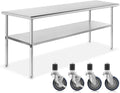 NSF Stainless Steel Commercial Kitchen Prep & Work Table with 4 Casters O258832