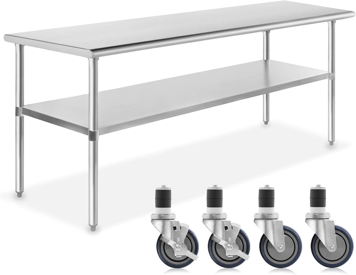 NSF Stainless Steel Commercial Kitchen Prep & Work Table with 4 Casters O258832