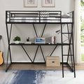 Twin Steel Loft Bed with Built-in-Desk B75346