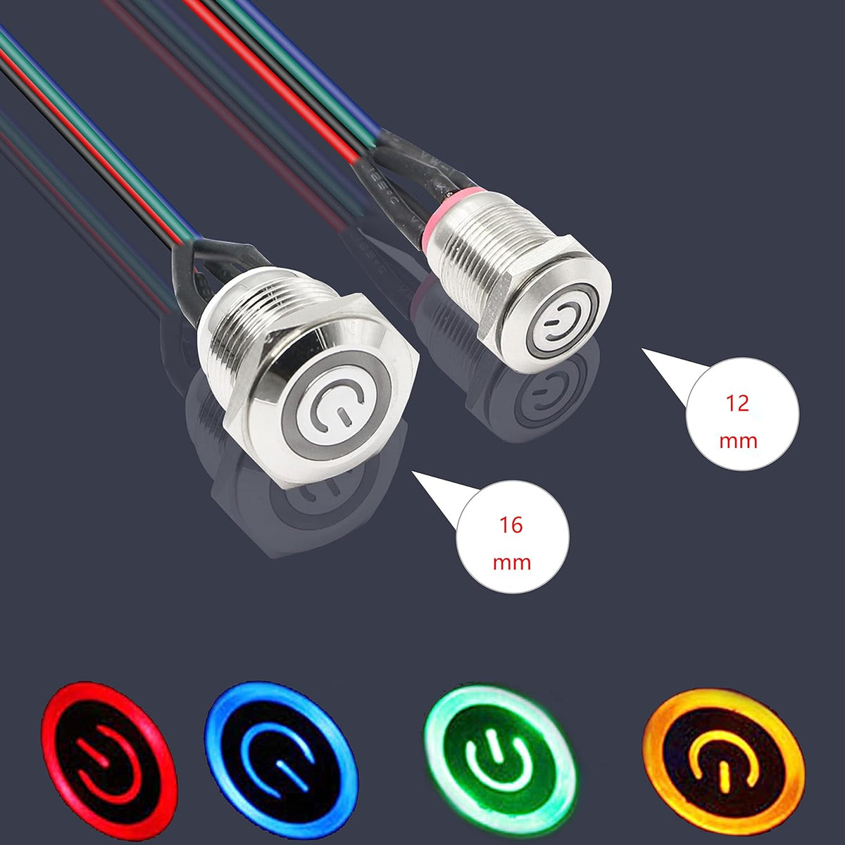 PC Case LED Power Button Switch 60cm 16mm E90877