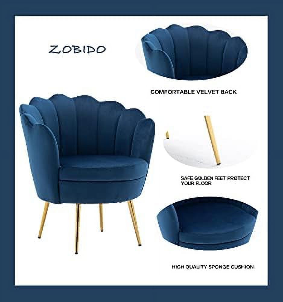 Velvet Vanity Chair with Golden Metal Legs E37909