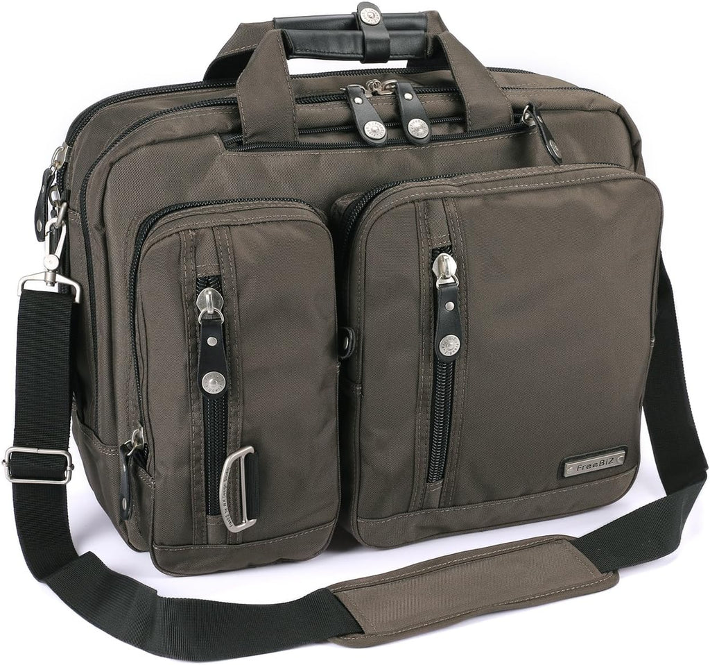 Convertible Laptop Backpack Briefcase Messenger Bag Water Resistant Travel Rucksack for 17.3 Inch Laptop Gray C633209