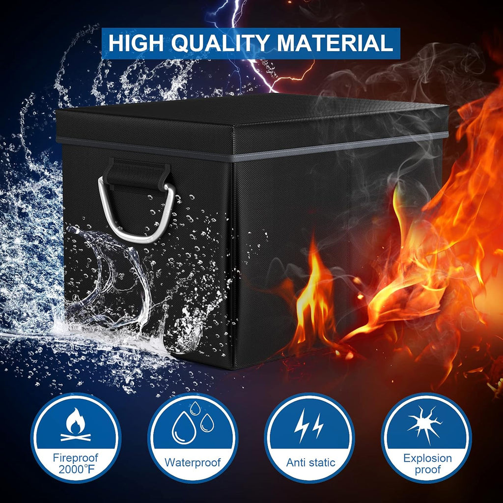 Fireproof Collapsible File Storage Box with Handle Pack of 2 A8938