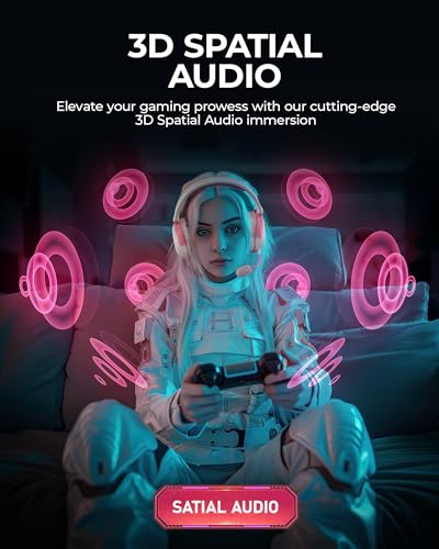 Wireless Gaming Headset with Bluetooth 5.4, 53MM Stereo Sound, 65H Battery, ENC Noise Canceling Mic Black&Red W465