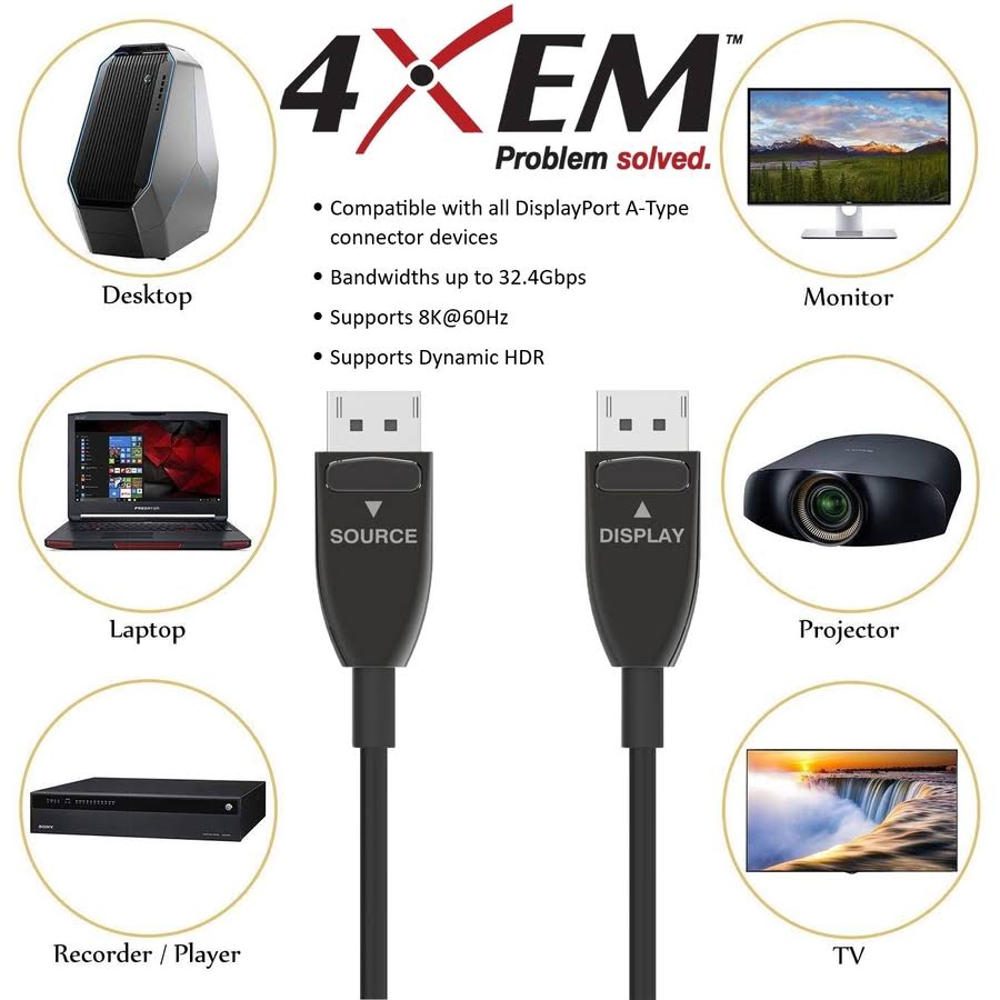 10M 33ft Active Optical Fiber DisplayPort Cable N635