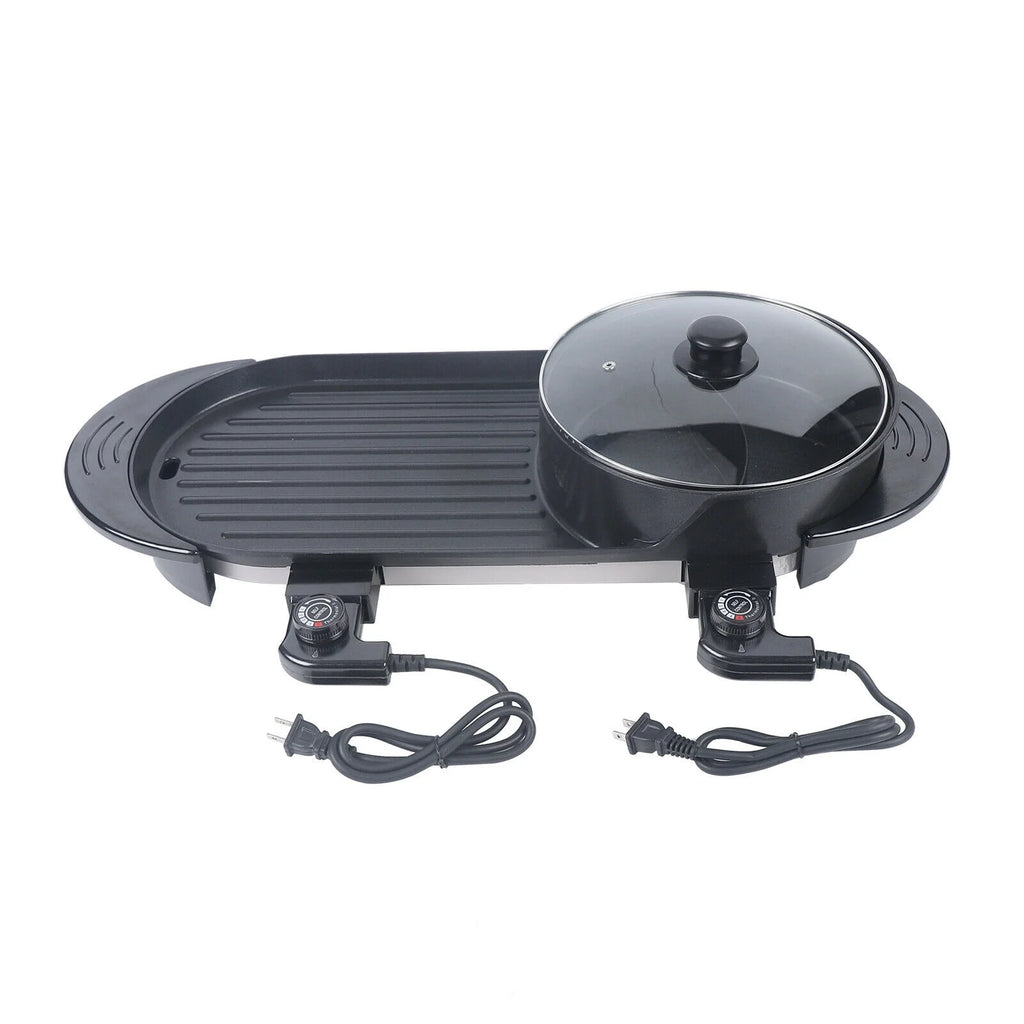 Portable 2-IN1 Electric Hot Pot BBQ Non-stick Grill Pan M607153