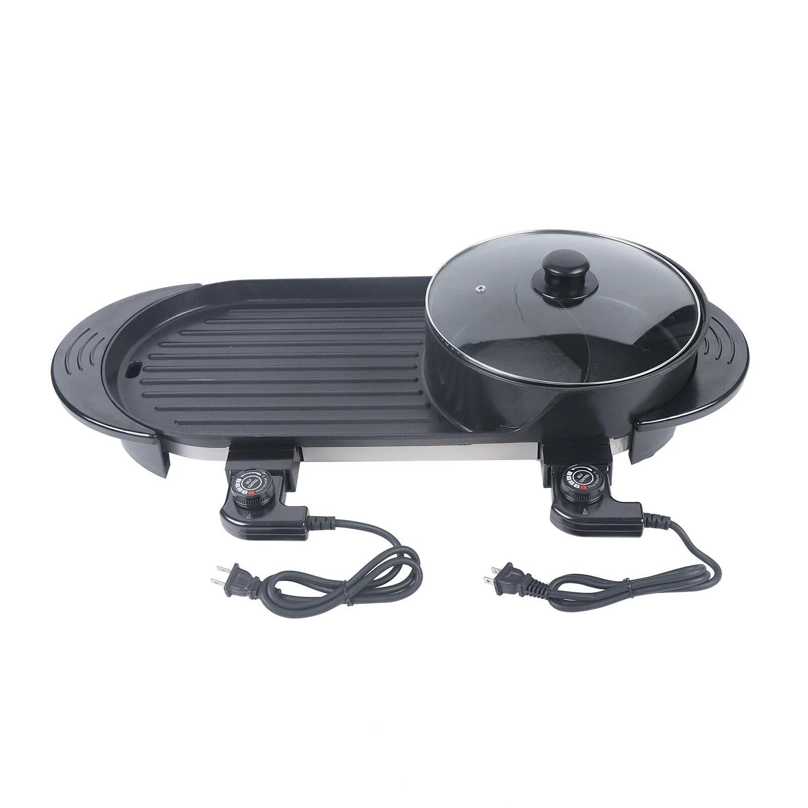 Portable 2-IN1 Electric Hot Pot BBQ Non-stick Grill Pan M607153