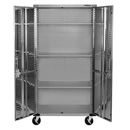 Solid Steel Rolling Lockable Metal Storage Cabinet with Adjustable Shelves, 36" W x 18" D x 72" H, Granite G1359
