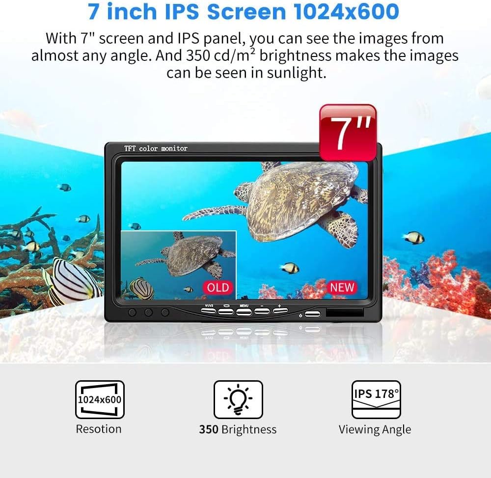 Upgraded 720P Underwater Fishing Camera with 7 inch Screen (15m) E219