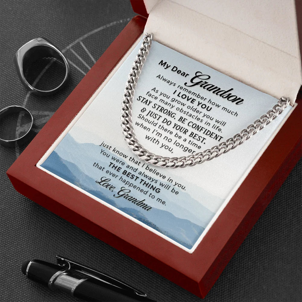 Gift Necklace For Grandson, Cuban Chain Z156
