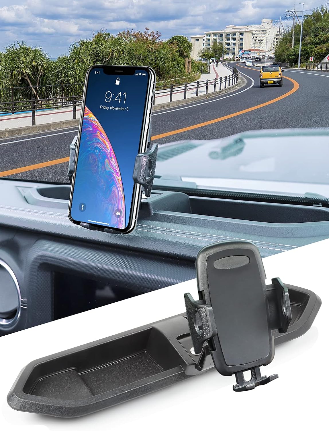 Black Pack of 2 Metal Phone Holder for Jeep Wrangler JL JLU & Gladiator JT B469