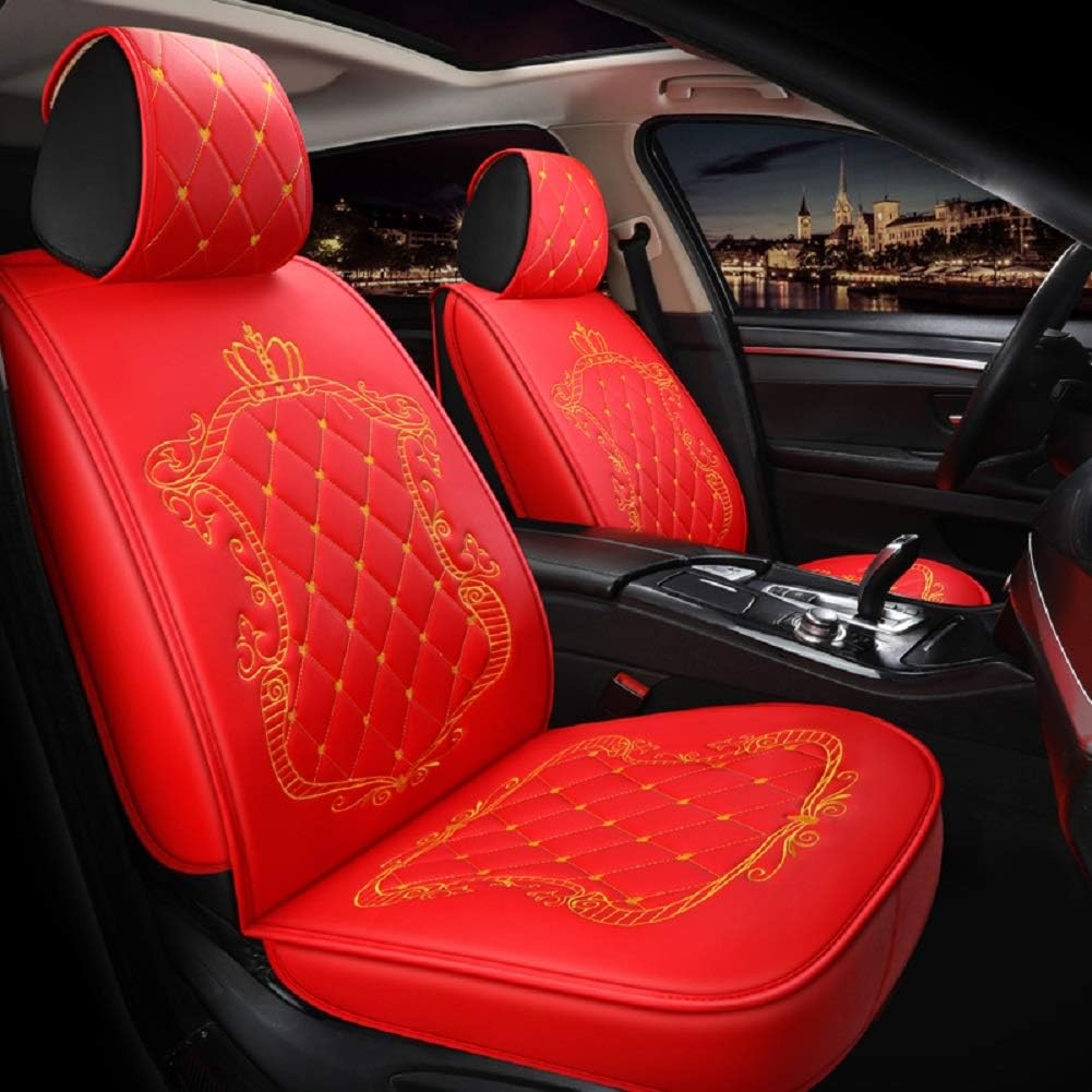 5pcs Waterproof Leather Car Seat Covers Full Set (Black-Pink) M96092