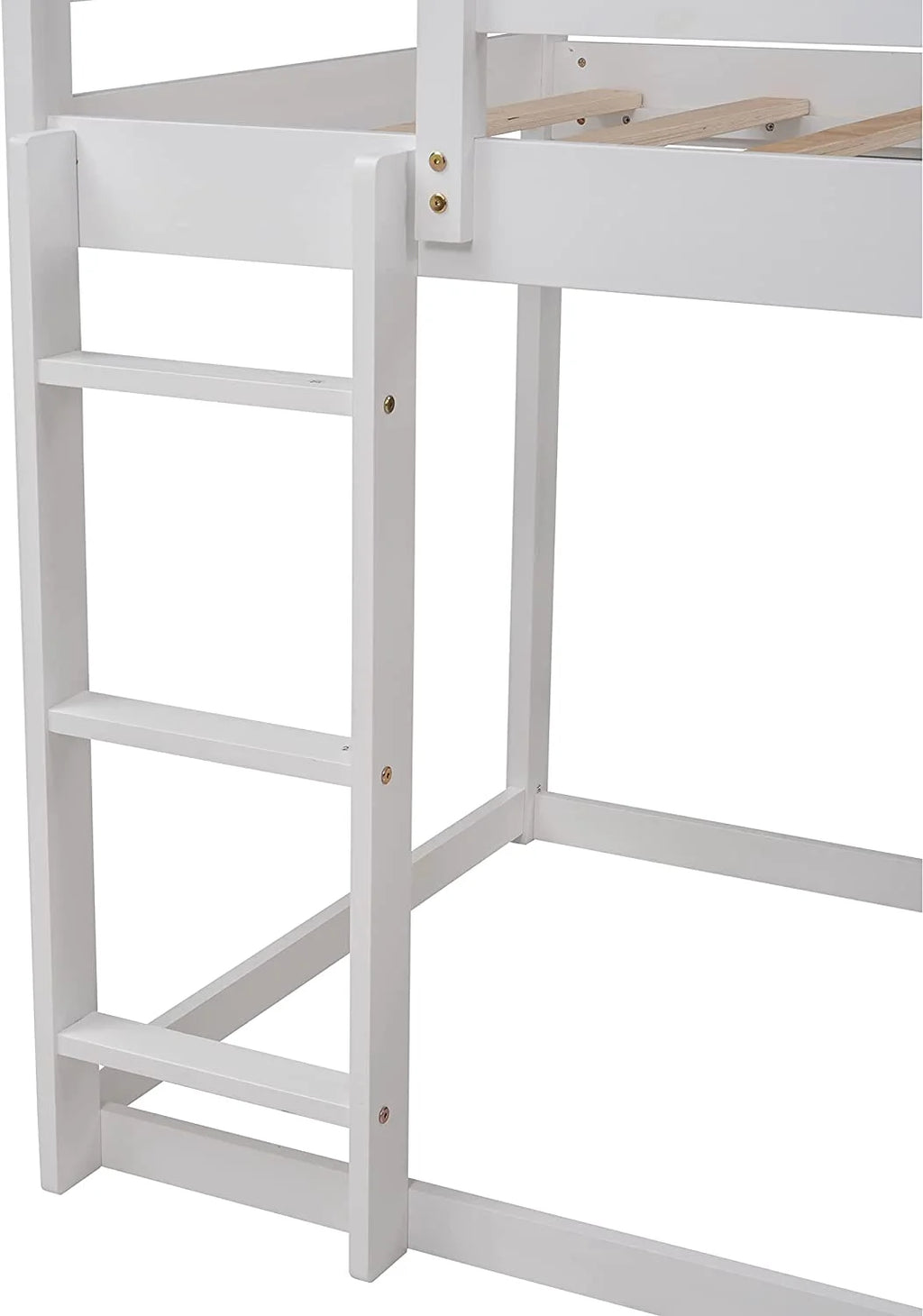 White Wood Buk Bed With Slide P9022