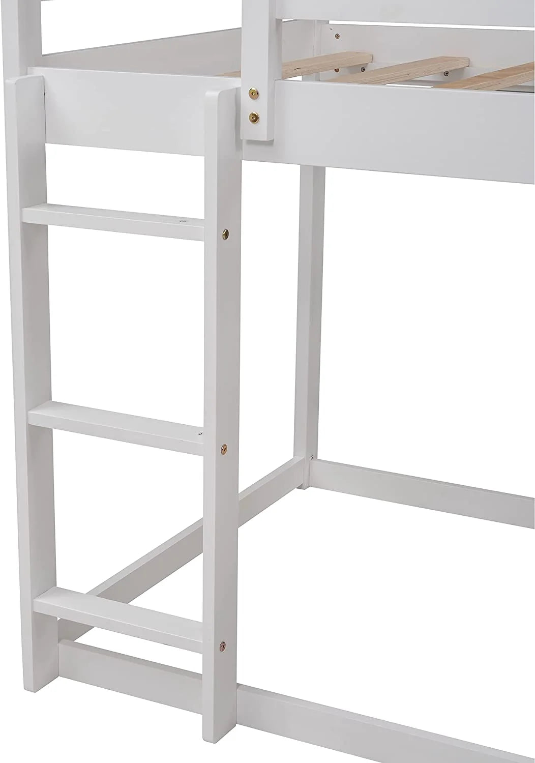 White Wood Buk Bed With Slide P9022