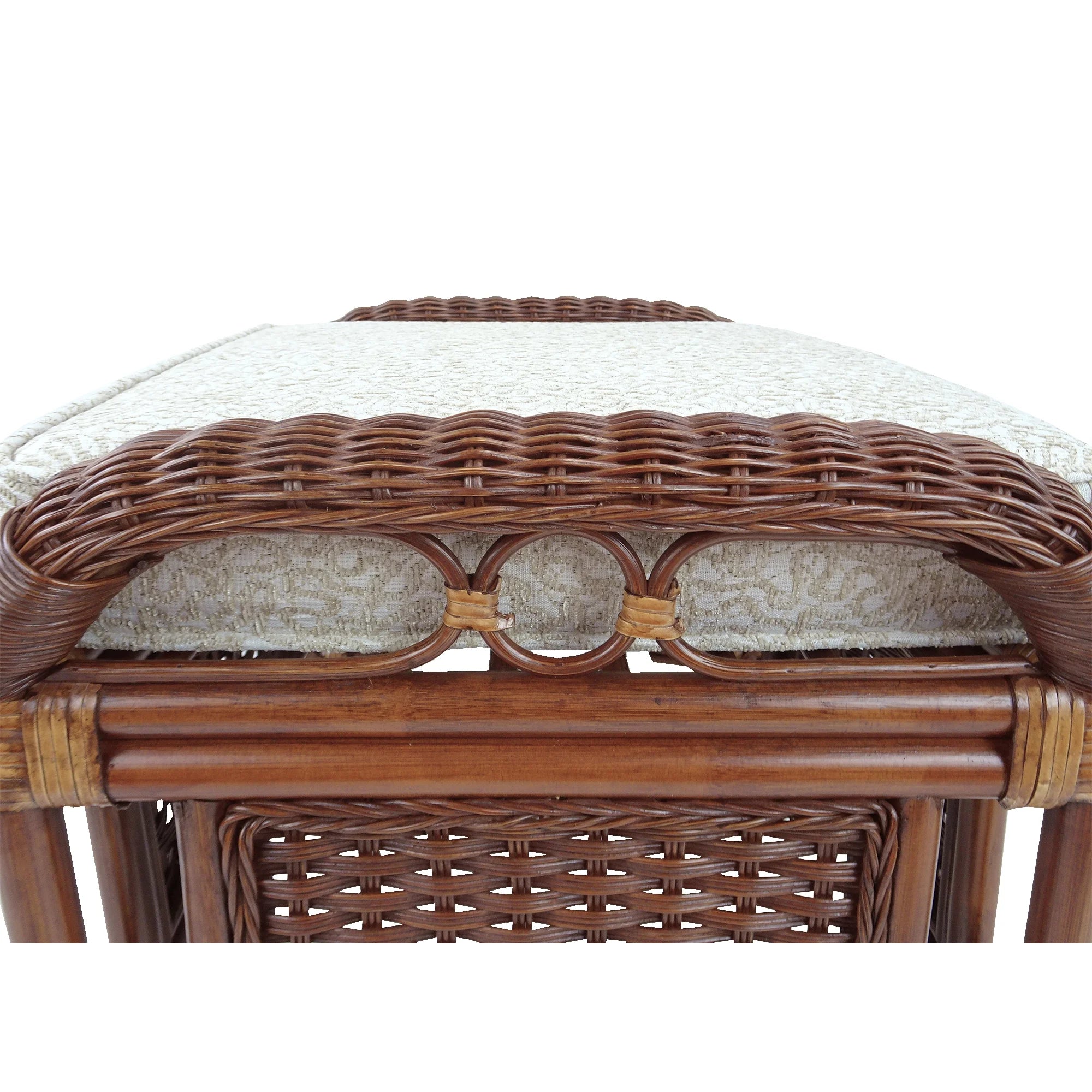 Dark Walnut Natural Rattan Wicker Armchair with Ottoman and Cushion U268