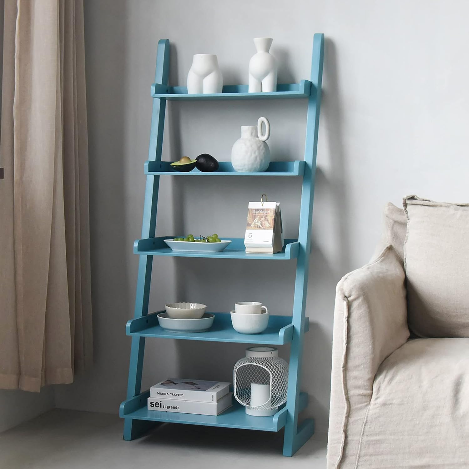 Rustic 5-Tier Wooden Ladder Shelf W341111