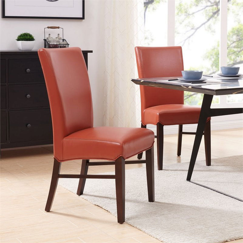 Bonded Leather Dining Chair in Orange (Set of 2) Z30633